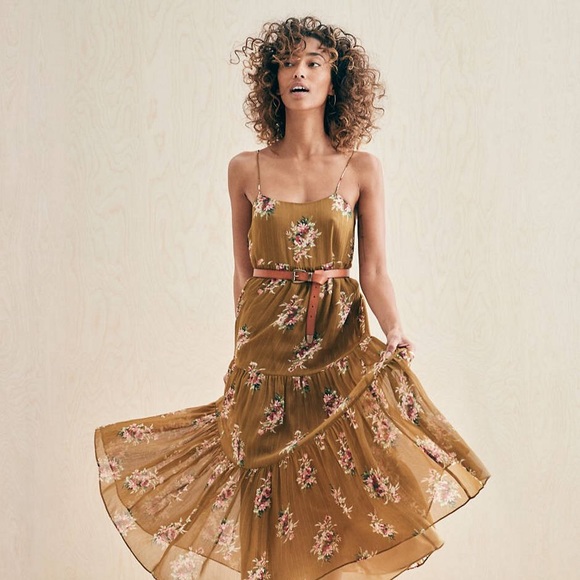 madewell cami tier midi dress